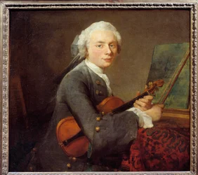 Den unge mannen med en fiol eller porträtt av Charles Theodose Godefroy (1718-1796) Målning av Jean Baptiste Simeon Chardin (1699-1779) Sön. 0,67x0,74 m - Ung man med en fiol eller porträtt av Charles Theodose Godefroy (1718-1796). Målning av Jean-Baptiste