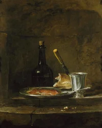 Förbereder frukosten, eller Silverbägaren, före 1728.