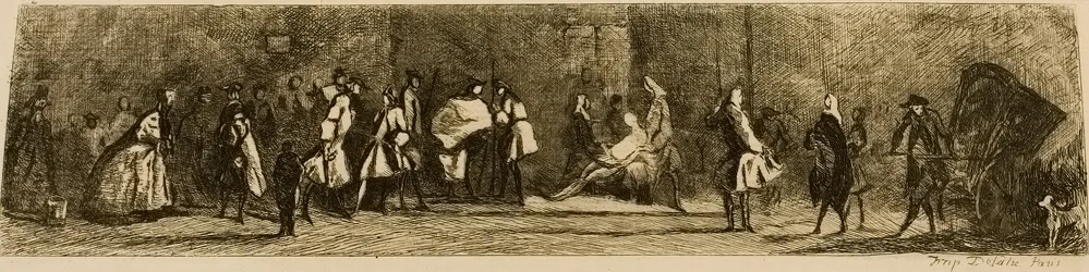 Kirurgen-Barberarens tecken, graverad av Jules de Goncourt