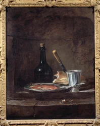 Lunchens appret säger också silverbägaren. Målning av Jean Baptiste Simeon Chardin (1699 - 1779)