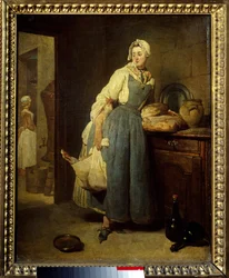 Outfitteren. Målning av Jean Baptiste Simeon Chardin (1699-1779) 1700-talets sön. 0,47x0,38 m.