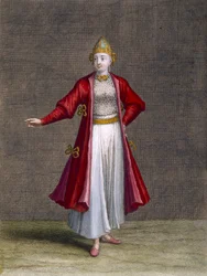 En bulgarisk flicka, plansch 83 ur ”Samling med hundra tryck som föreställer Levantens olika nationer” av Charles de Ferriol, graverad av Jean-Baptiste Haussard (verksam 1679-1749), 1707-08