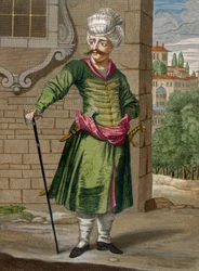 En perser, tavla 90 från "Collection of One Hundred Prints Representing the Different Nations of the Levant" av Charles de Ferriol, graverad av Gerard Scotin (1671-1716), 1707-08