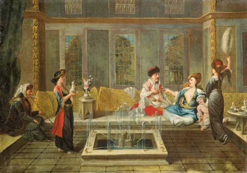Armenisk interiör med en sultan och hans favorit