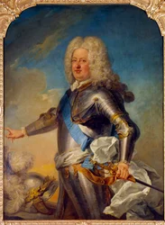 Porträtt av Stanislas Leszcinski (1677-1766) Kung av Polen, hertig av Lorraine och Bar Målning av Jean Baptiste Van Loo (1684-1745) 1700-tal sön. 1,33x1,13 m