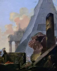 Tyska: Ruinen mit Pyramide
Franska: Ruiner med Sextius-pyramiden