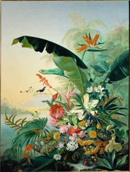 Exotiska blommor (målning på duk)