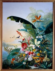 Exotiska blommor. Målning av Jean Benner Fries (Benner-Fries