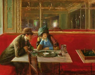 På kaféet.