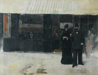 Par framför en smyckesbutik (olja på duk)