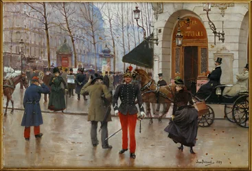 Boulevard des Capucines och Theatre du Vaudeville, Paris (målning på duk)