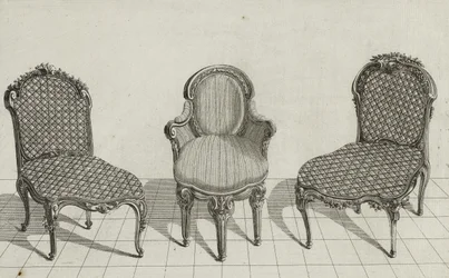 Cane Chair, Cabriolet Fåtölj, Cane Chair, publicerad i mitten av 1770-talet (gravyr på lagt papper)