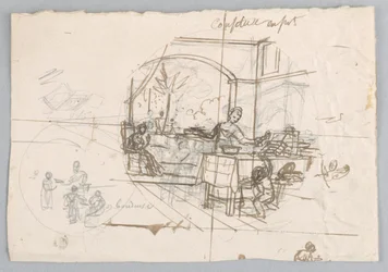 Design för en målad porslinstallrik, Confiture och Pot (Potted Jam) för Service des Objets de Dessert (Dessertservice)