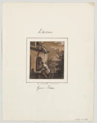 Design för en målad porslinstallrik, Le Verseau (Vattumannen) från tjänsten Le Zodiaque Travesti (The Farcical Zodiac)