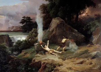Abel Kains död, svartsjuk, dödar hans bror Abel. Målning av Jean Charles Remond (1795-1875) 1838 sön. 2,65x3,98 m Montpellier musee Fabre