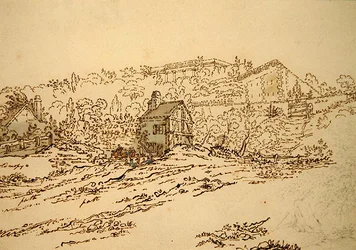 Pavillon de Musique de la Comtesse du Barry i Louveciennes, Paris (blyerts, penna och bläck med akvarell på papper)
