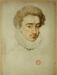 Den blivande kungen Henrik IV av Frankrike vid tiden för sitt giftermål med Margareta av Valois ... (krita på papper)