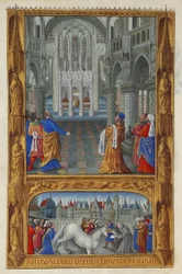 Les Très Riches Heures du Duc de Berry, Folio 129v - Det heliga sakramentet