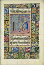 Ms Lat. Q.v.I.126 The Healing of the Blind Man, John 9:1-7 from the Hours of Louis dOrleans, 1469
