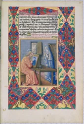 Ms Lat. Q.v.I.126 f.99 St. Lukas målar Jungfru Maria, från Louis dOrleans