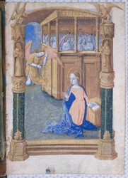 Ms. Lat. Q.v.I.126, fol. 12v: Bebådelsen, ur Ludvig av Orléans tidebok, 1490