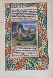 Ms Lat. Q.v.I.126 fol.15 Adam och Eva sliter, från Louis dOrleans