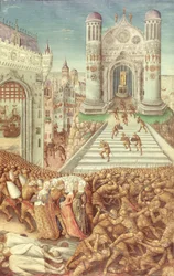 Nouv Acqu Fr 24920 fol.12 Bortförandet av Helen, från "History of the Destruction of Troy", c.1500
