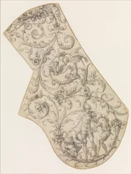 Design för rätt Pauldron av en paradrustning, ca. 1555.