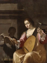 Kvinna som spelar en lut, 1638