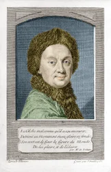 Pierre Louis Moreau de Maupertuis, astronom (1698 - 1759), graverad av J. Daullé 1755