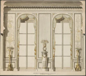 Arkitektoniskt projekt för Grande Galerie på Hotel de Madame de Mazarin i Paris (penna & bläck och w/c på papper)