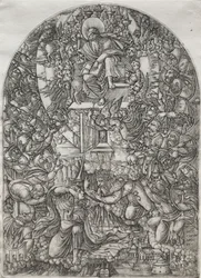 Apokalypsen: Johannes kallad till himlen, 1555.