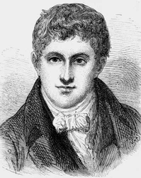 Humphry Davy (1778-1829) engelsk fysiker och kemist, gravyr