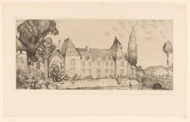 Utsikt över ett slott vid vattnet Vue du château de Villaines