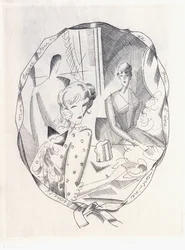 Illustration av två koketter och en gentleman, 1920