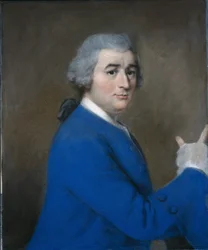 David Garrick, i hög överrock (pastell på papper)