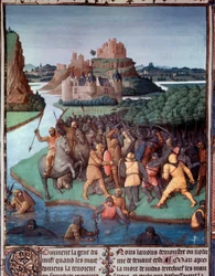 Slaget mellan judar och makedonier Miniatyr hämtad från "The Book of Ancient Jewish"" (Judaic Antiquities) av Jean Fouquet (1420-1481) 1400-talets Paris, B.N.