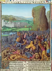 Fr 247 fol.110 Israeliternas seger över filistéerna, illustration från 