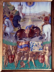 Saint Paul på väg till Damaskus Miniatyr hämtad från "The Book of Hours of Stephen Chevalier" av Jean Fouquet (1420-1477/1481)