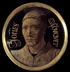 Självporträtt från diptyken Notre-Dame de Melun. Miniatyrmålning på emalj av Jean Fouquet (1420-1477/1481). 1400-talet. Diameter 0,068 m