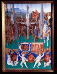 Sankt Peters martyrskap Miniature hämtat från "The Book of Hours of Etienne Chevalier" av Jean Fouquet (1420-1477/1481)