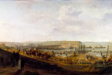 Kejsar Napoleon I besöker Boulognelägret i juli 1804 Målning av Jean Francois Hue (1751-1823) 1804 Sön. 1,9x2,26 m