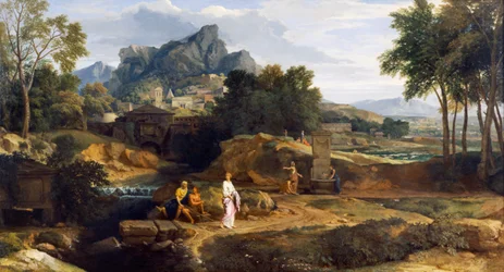 Landskap med figurer (olja på duk)