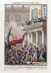 Ludvig XVI uppträdde på balkongen i Versailles den 6 oktober 1789 för att berätta för den parisiska pöbeln att han kommer att åka till Paris på villkor att hans fru och familj reser med honom