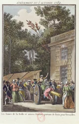 Kvinnorna i Les Halles marscherar till Versailles den 5 oktober 1789.