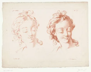 Två kvinnors huvuden Kompositioner med delar av människokroppen (serietitel) IXe Cahier de Principes du Dessin d