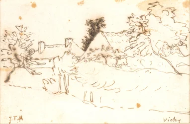 En gård bland träd, Vichy (Allier)