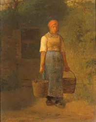 Flicka som bär vatten