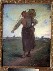 Dairy Normande till Greville. Målning av Jean Francois Millet (1814-1875)