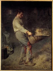 Vinnaren Målning av Jean Francois Millet (1814-1875) 1868 Sön. 0,79x0,58 m Paris, Orsay-museet